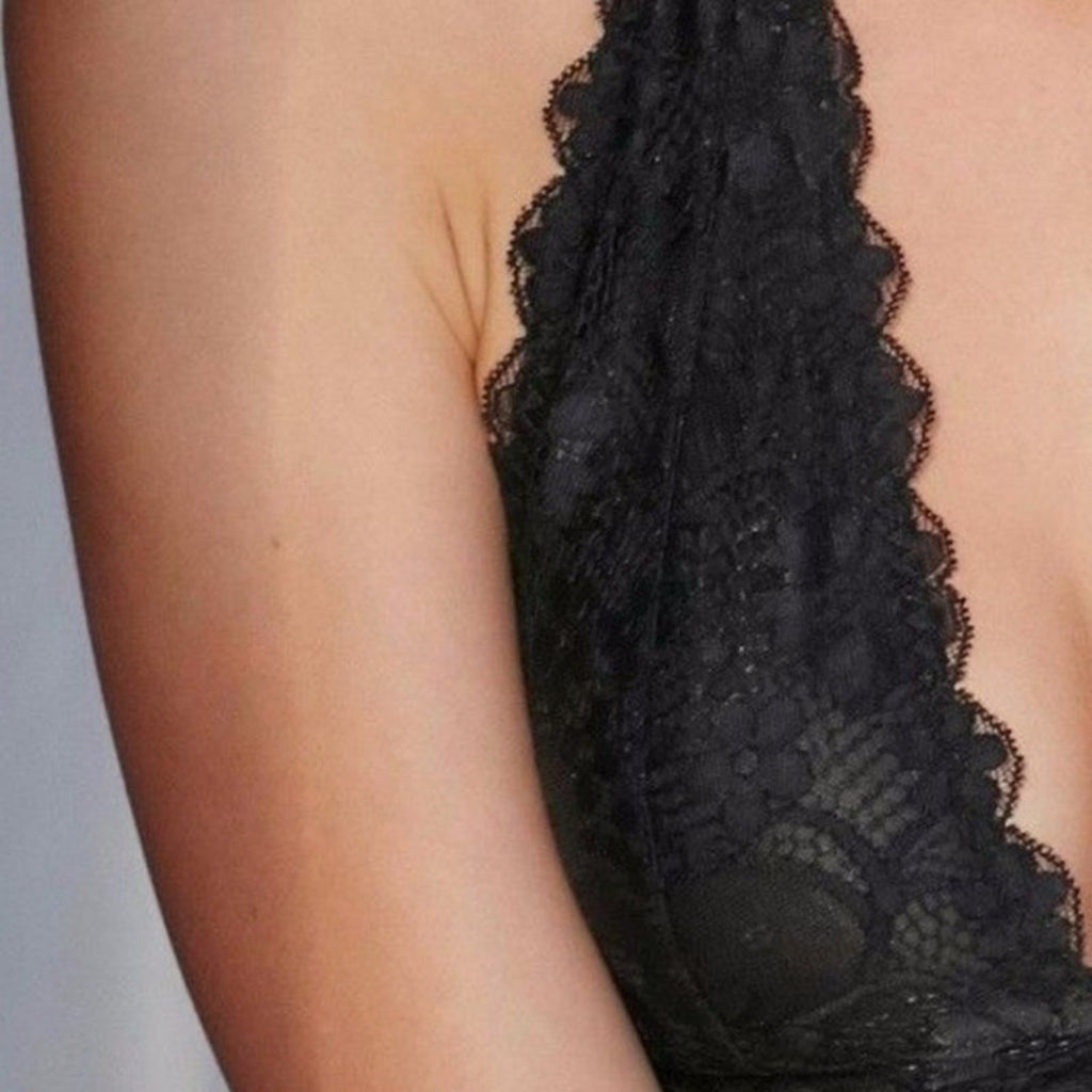New Free People Galoon Lace Halter Bra $38 Black Sz X-Small