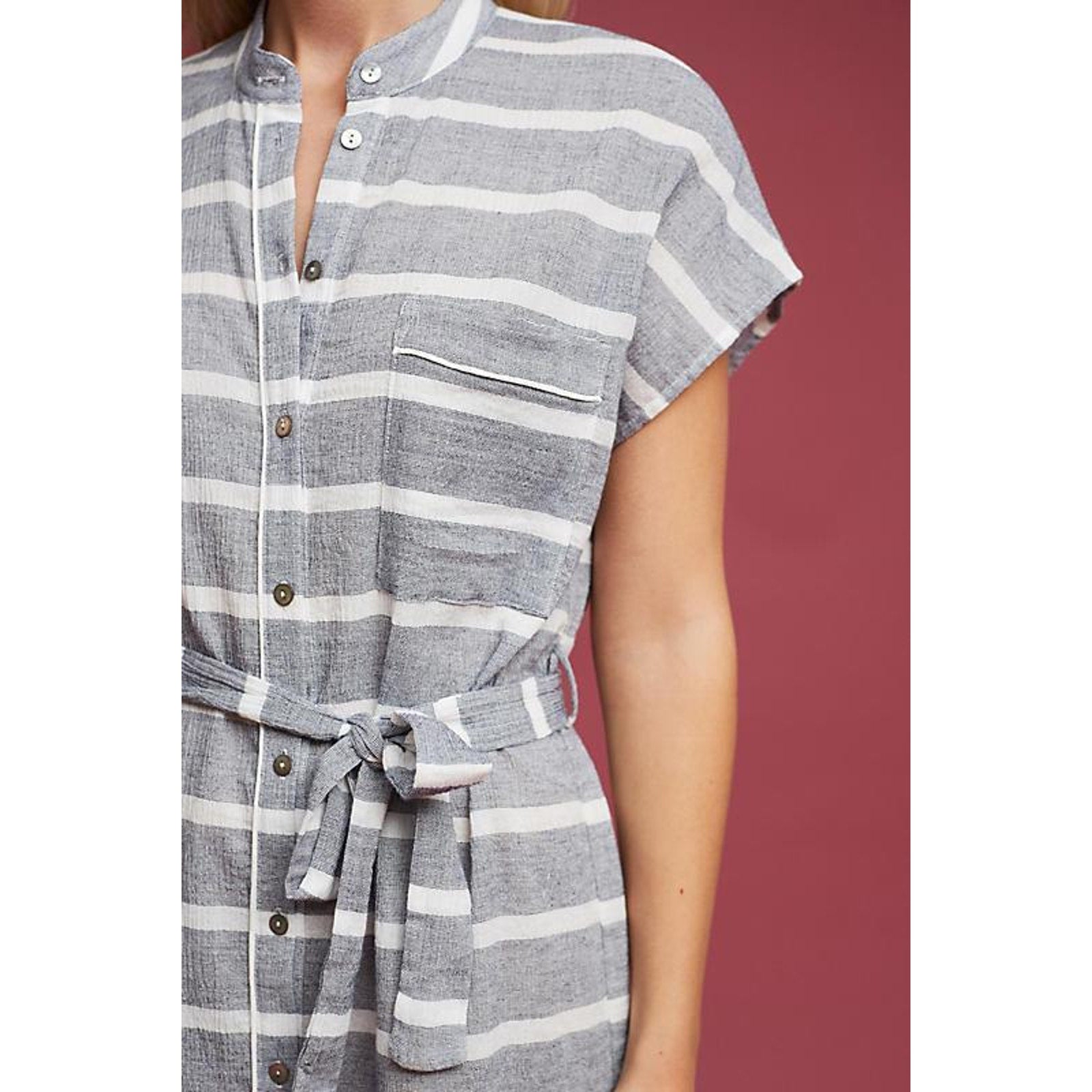 New Anthropologie Camden Grey & White Shirt Dress by Corey Lynn Calter XS $168