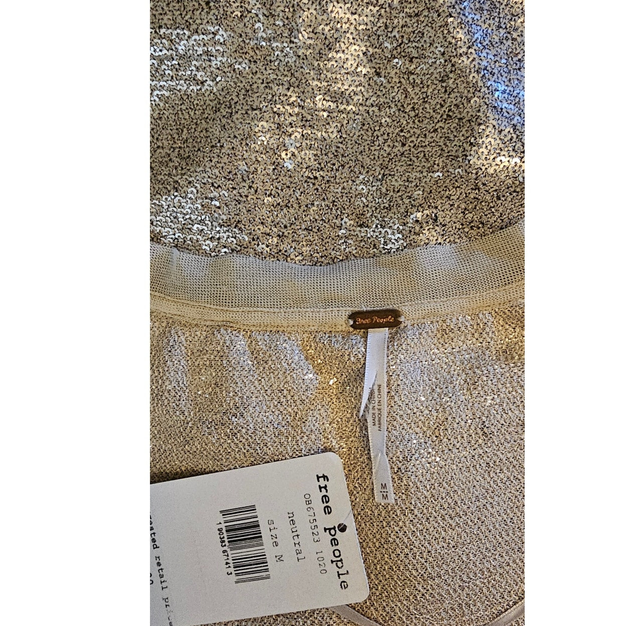 Free People Champagne Dreams Sequins Cropped Glam Tee