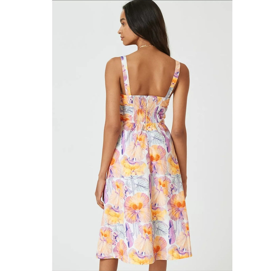 New Anthropologie Cecilia Pettersson Tie-Front Midi Dress SIZE 6 Yellow Floral