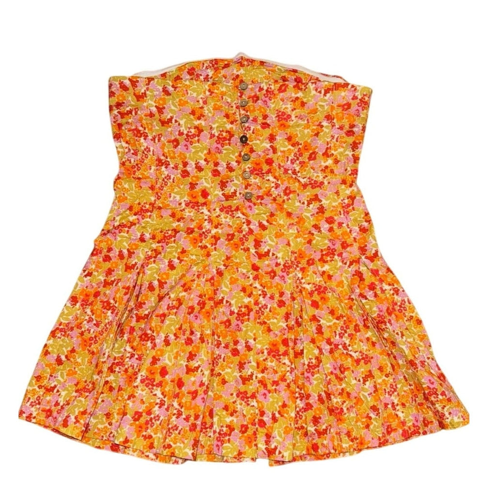 Free People Made Me Smile Floral Mini Dress X-LARGE Orange STRAPLESS Free People