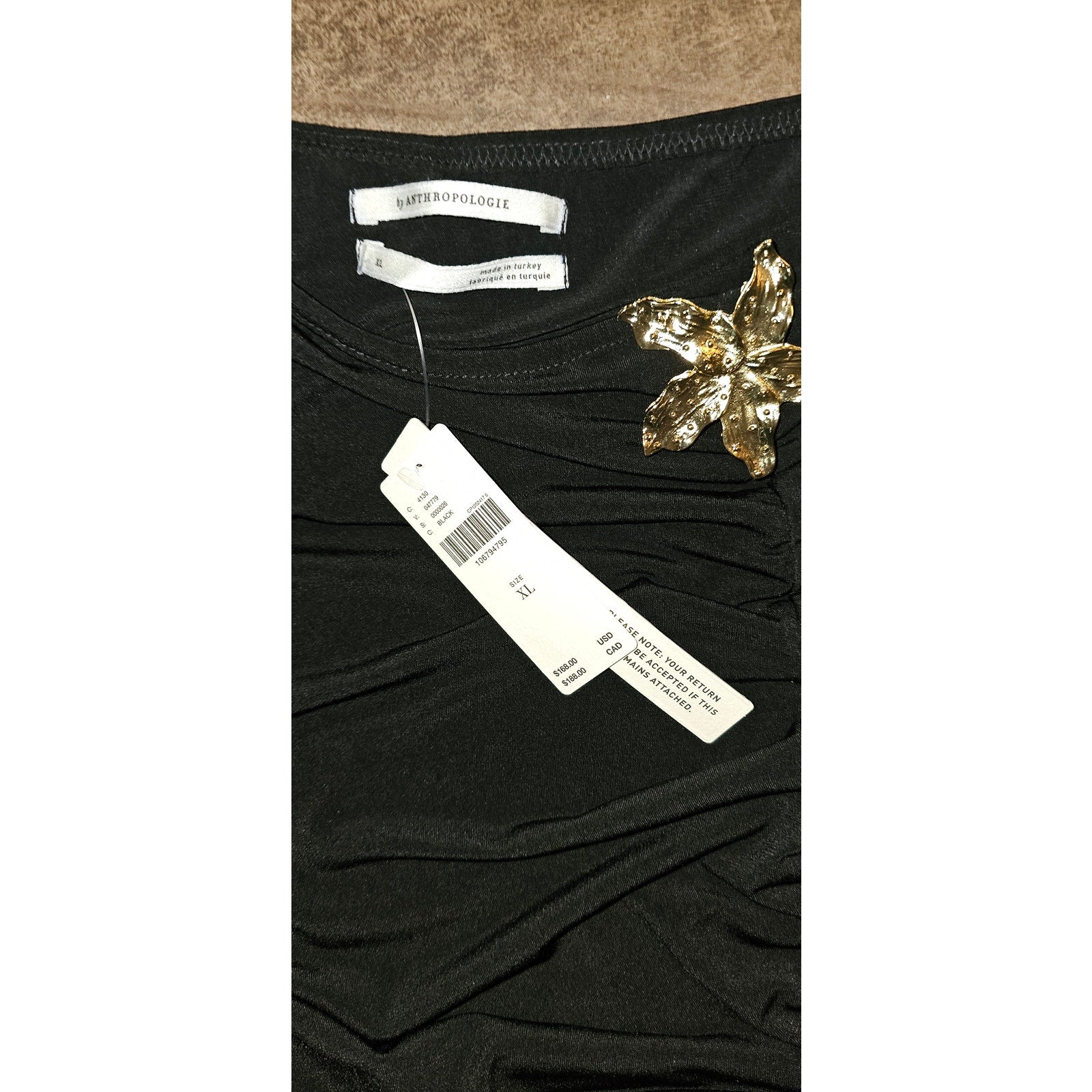 By Anthropologie Knit Cut-Out Long-Sleeve Maxi Dress X-LARGE Black Anthropologie