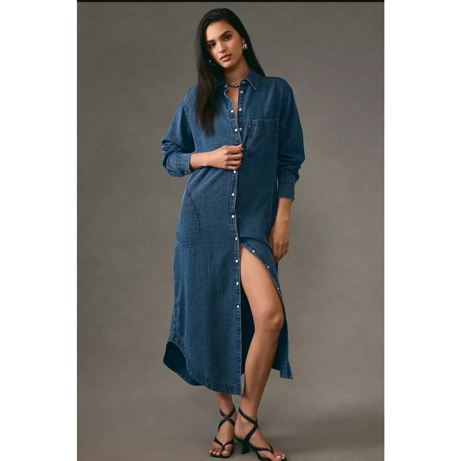 Anthropologie Pilcro Denim Long-Sleeve Buttondown Dress
