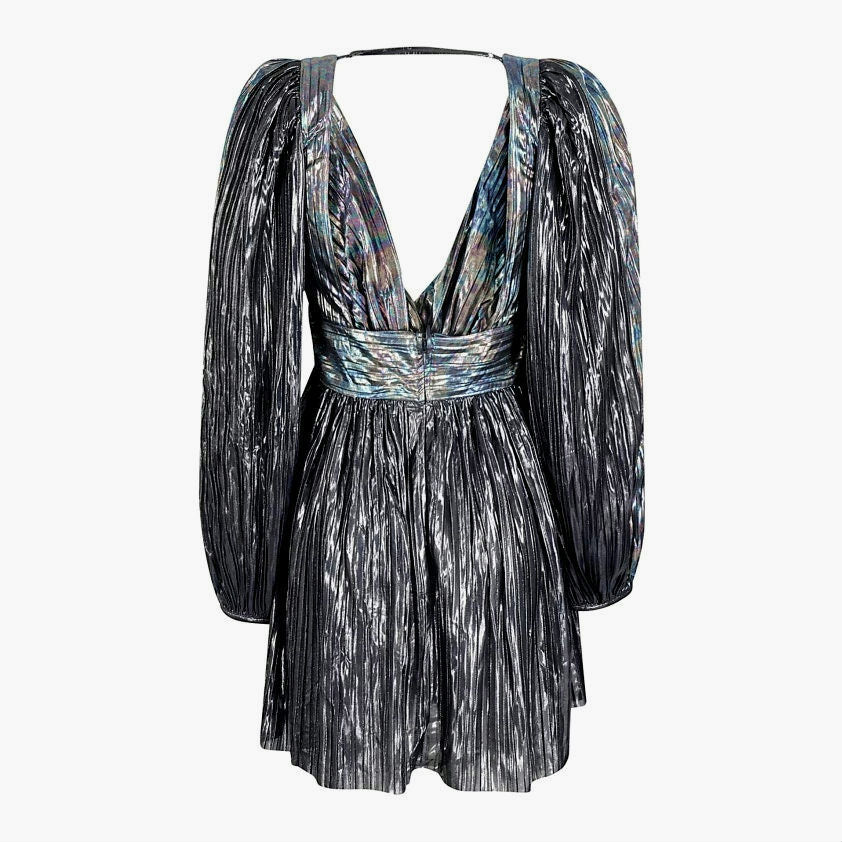 New FREE PEOPLE by Sabina Musayev Wendy Mini Dress $325 LARGE Dark Silver