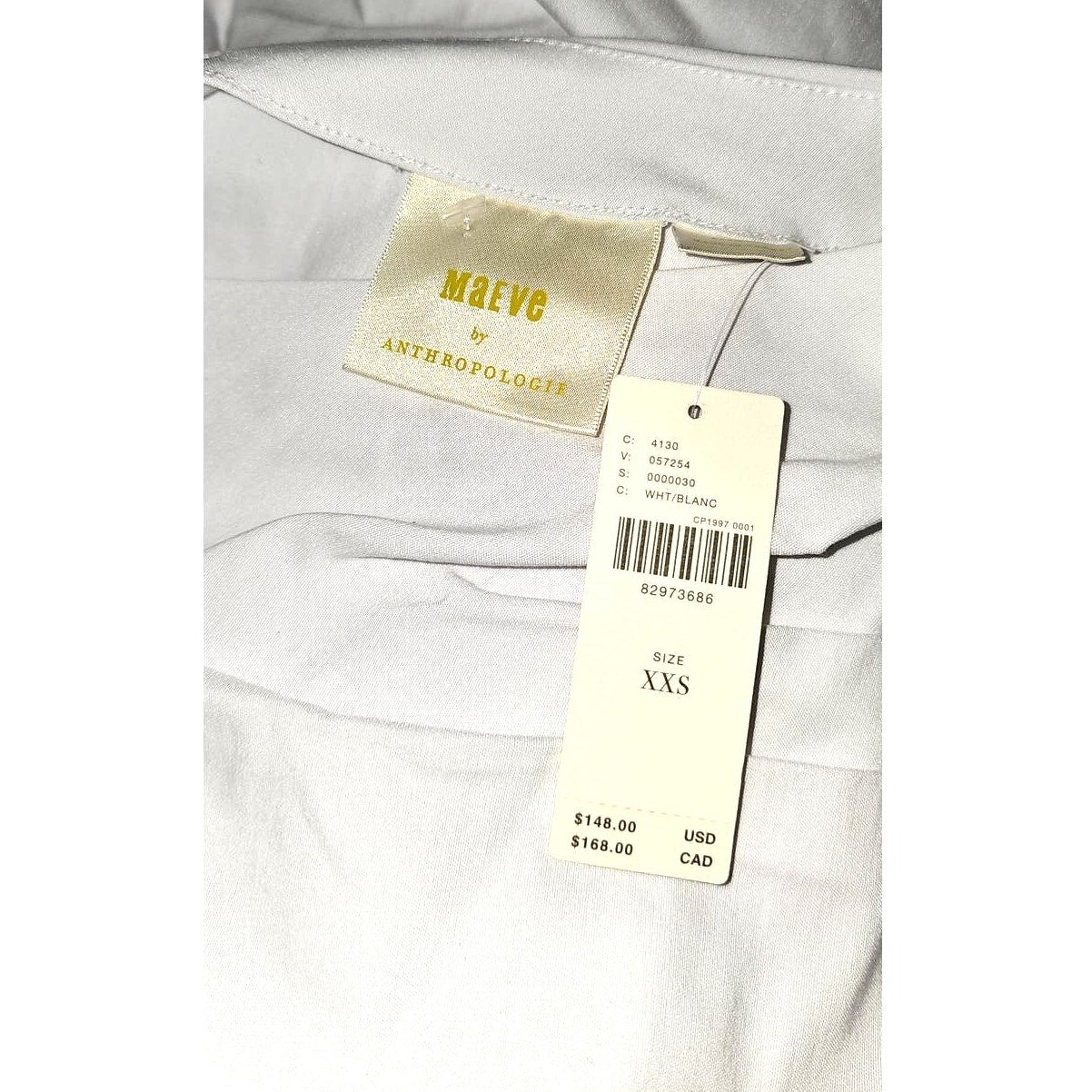 New Anthropologie Maeve Slim Puff-Sleeve Ruched Mini Dress $148  XXS 00 White