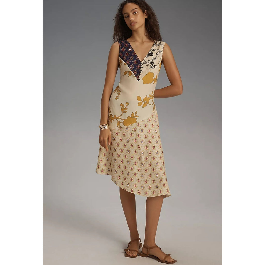 New ANTHROPOLOGIE Plenty by Tracy Reese Sleeveless Asymmetrical Midi Dress SMALL
