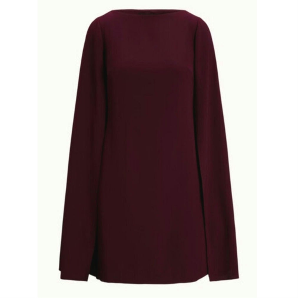 Dark garnet dress back panel with cape shoulder seams