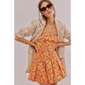 Free People Made Me Smile Floral Mini Dress X-LARGE Orange STRAPLESS Free People