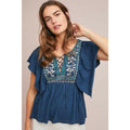 Anthropologie Daphne Embroidered Floral Top