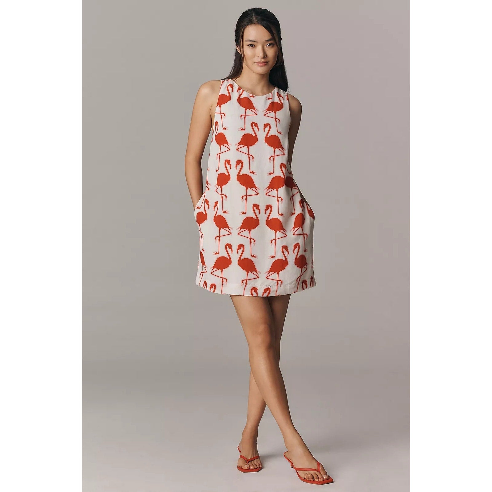 Anthropologie Maeve Sleeveless Linen Blend Printed Shift Mini Dress S Anthropologie