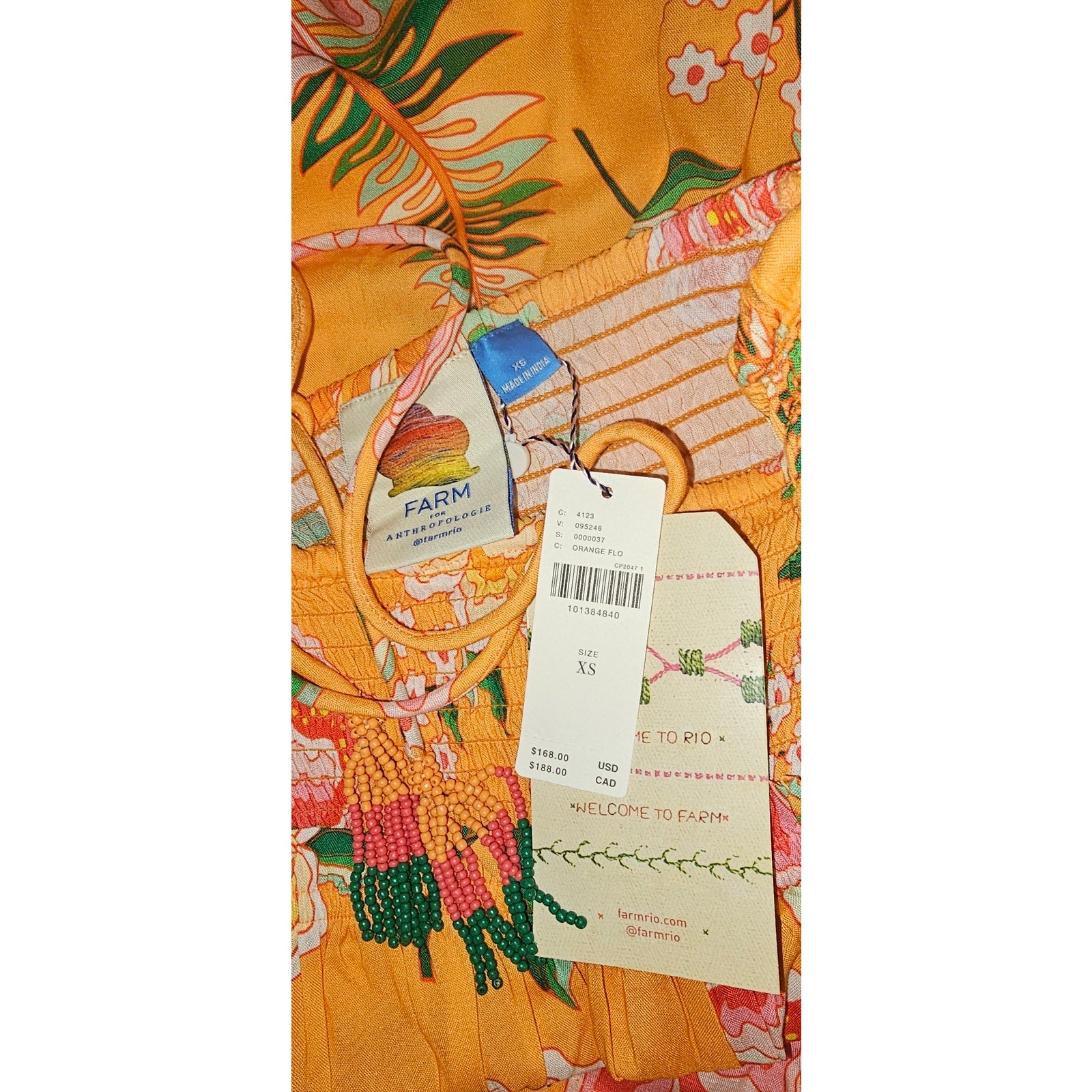 Farm Rio x Anthropologie Smocked Floral Wide-Leg Pants X-SMALL Orange Anthropologie