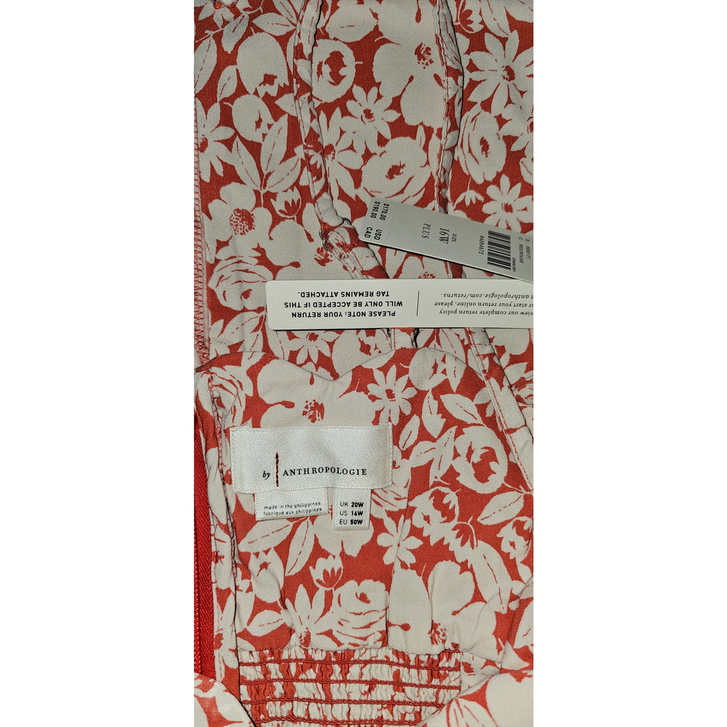 New By Anthropologie Slim Scalloped Front-Slit Corset Dress $170 PLUS 16W Red