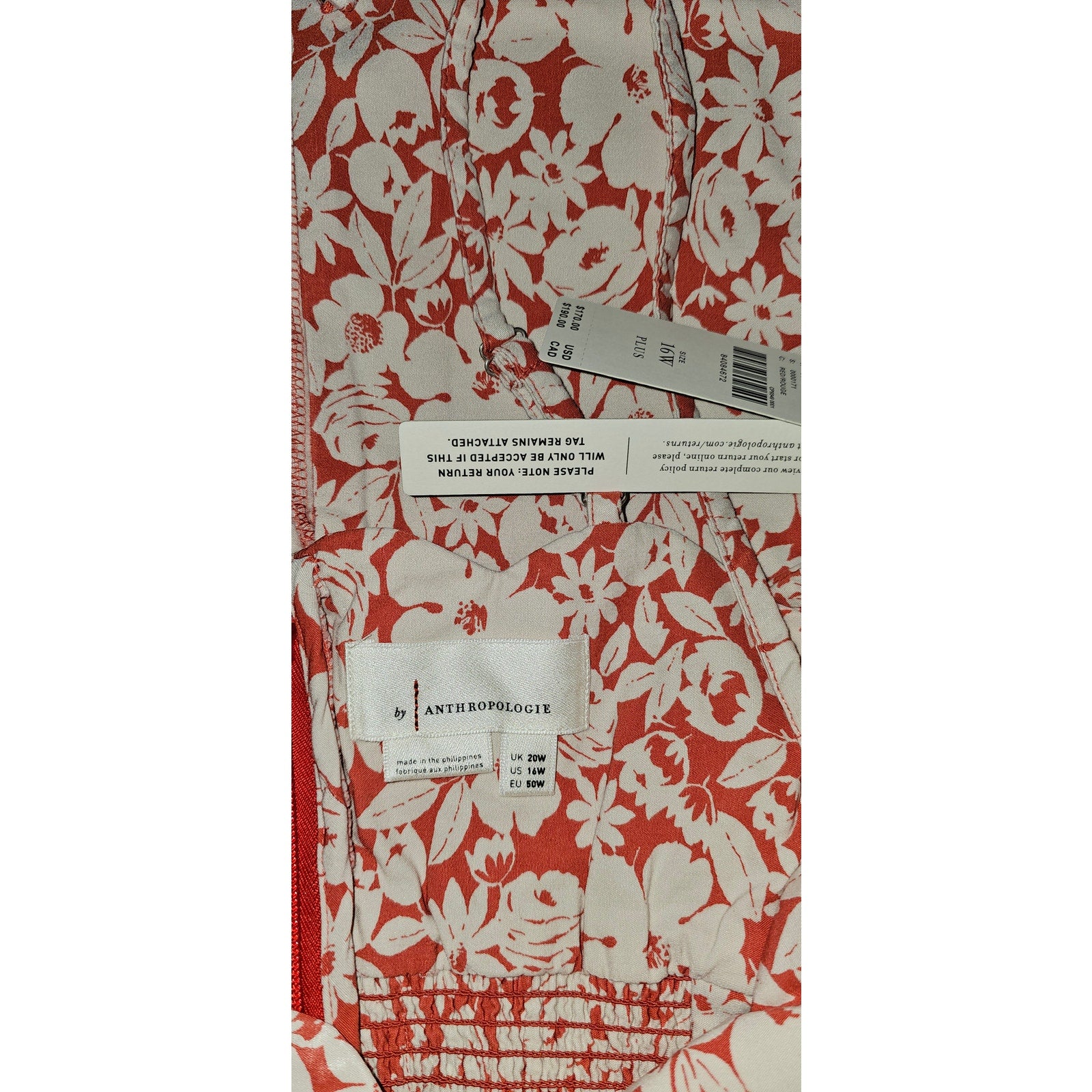 New By Anthropologie Slim Scalloped Front-Slit Corset Dress $170 PLUS 16W Red