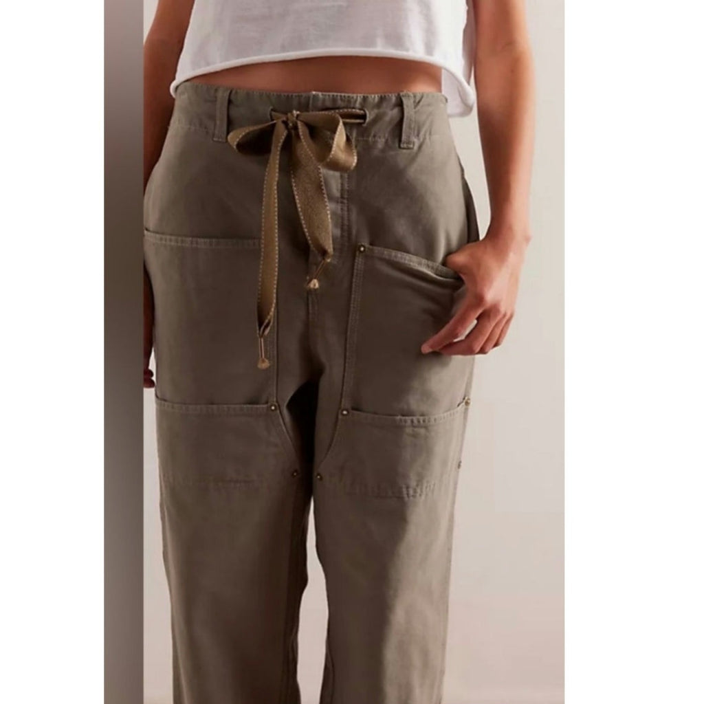 New FREE PEOPLE We The Free Hayden Carpenter Pull-On Pants $148 SMALL Army