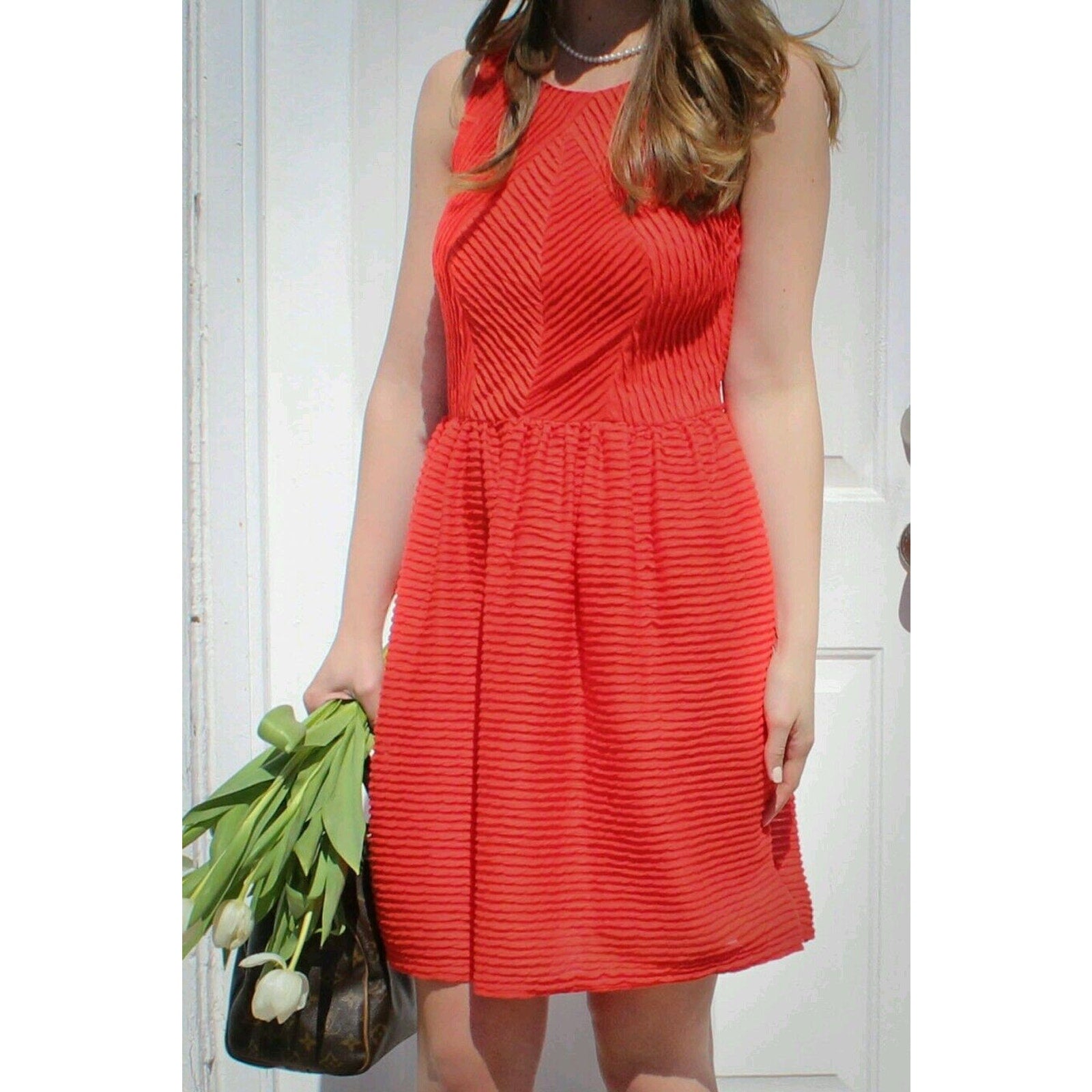 New Anthropologie x Bordeaux Textured Tank Mini Dress by $138 SMALL Red