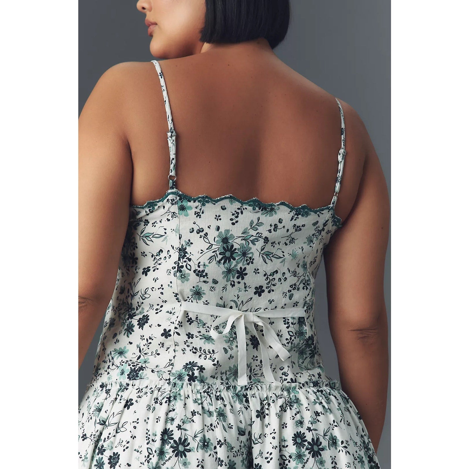 Anthropologie Sleeveless Drop-Waist Midi Dress PLUS 1X Green Floral Anthropologie
