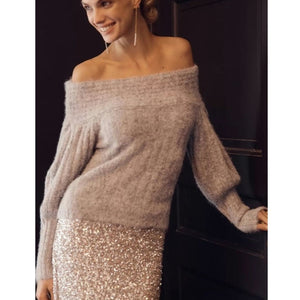 Anthropologie Pilcro Off-Shoulder Batwing Sweater SMALL Gray