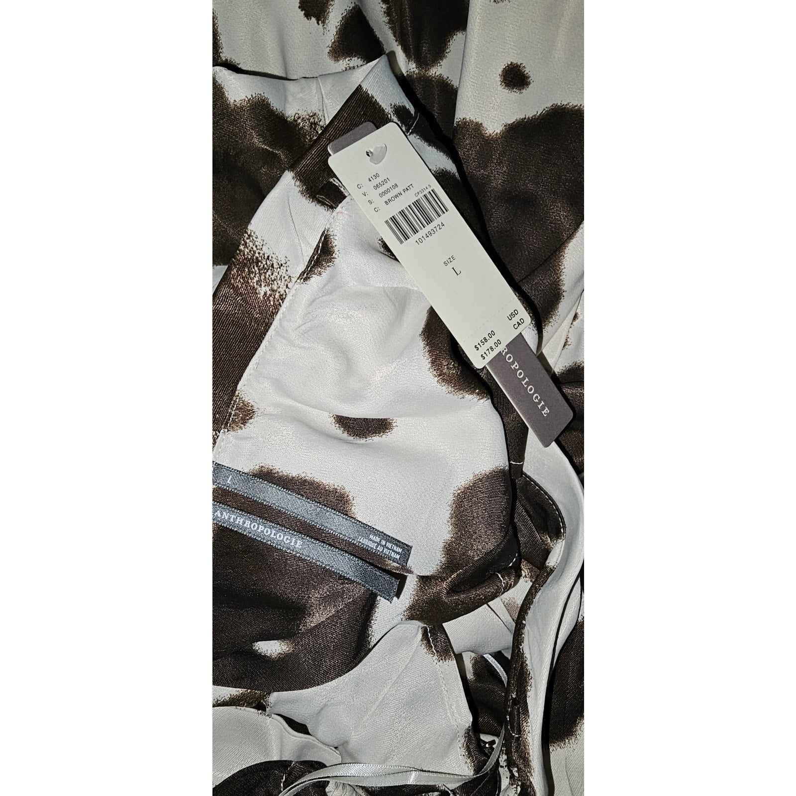 Anthropologie The Tilda Midi Slip Dress LARGE Brown Motif Anthropologie