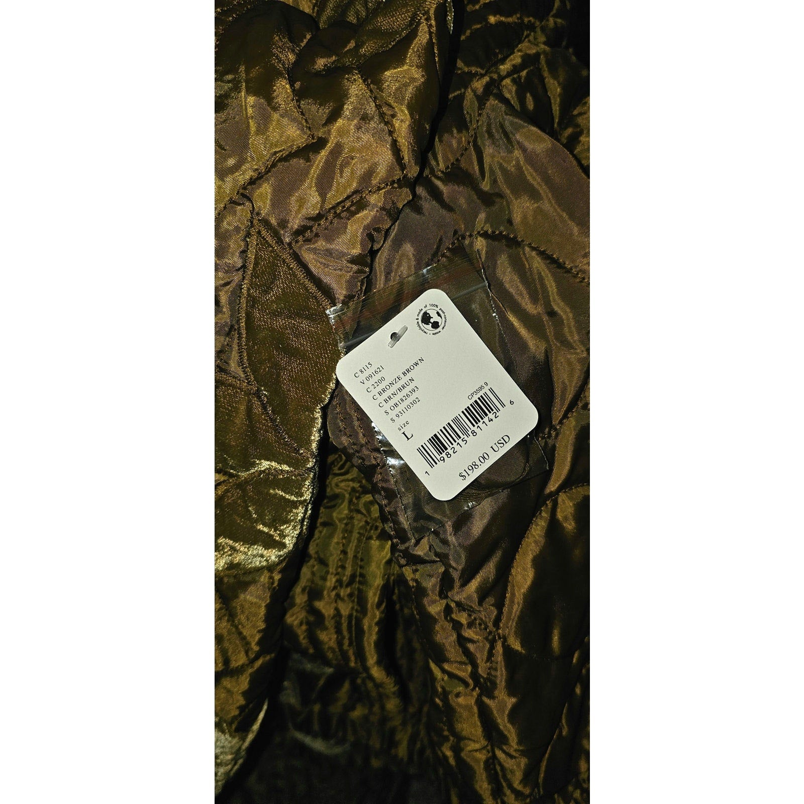 New FREE PEOPLE Quinn Quilted Crop Jacket $198 LARGE Bronze/Brown Patching