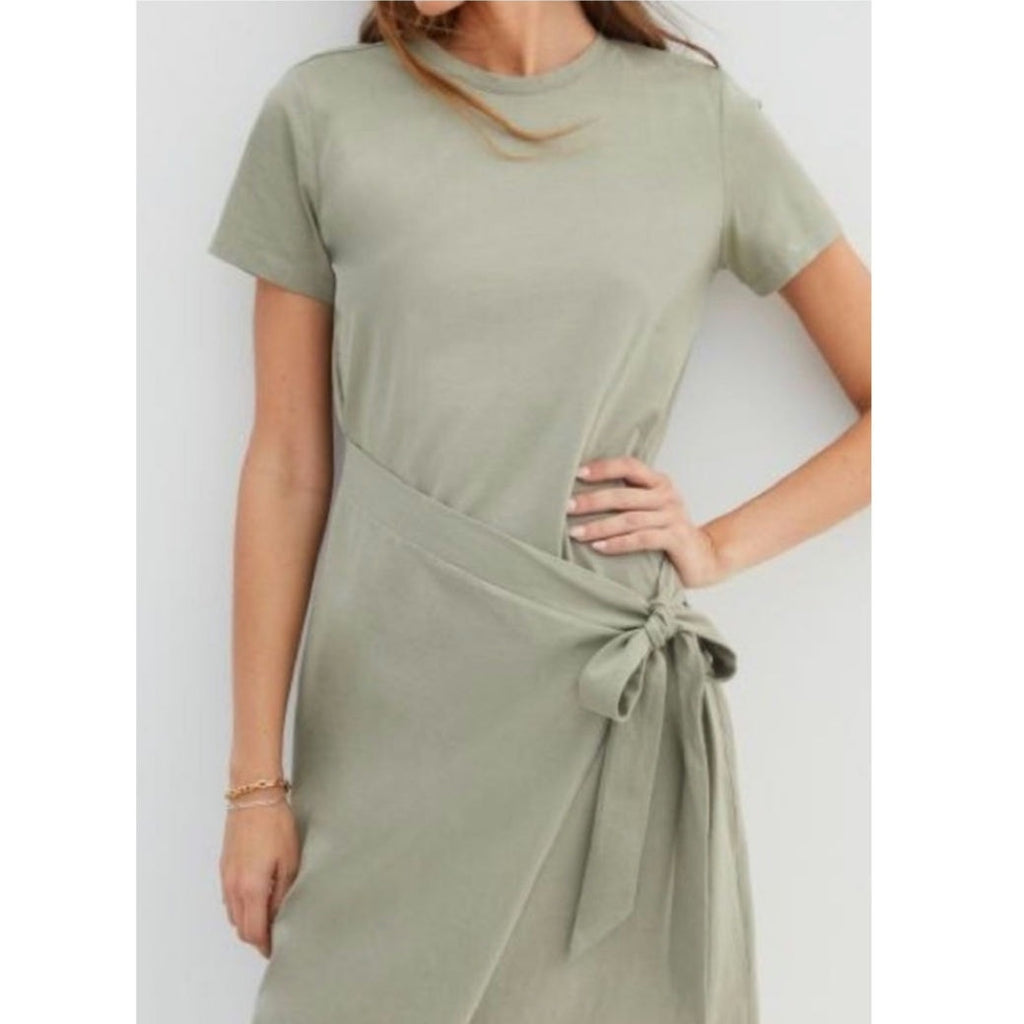 Anthropologie Dolan Draped Midi Dress X-SMALL Moss Anthropologie