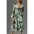 New Anthropologie DHRUV KAPOOR Long Sleeve V-Neck Maxi Dress $248 X-SMALL Brown