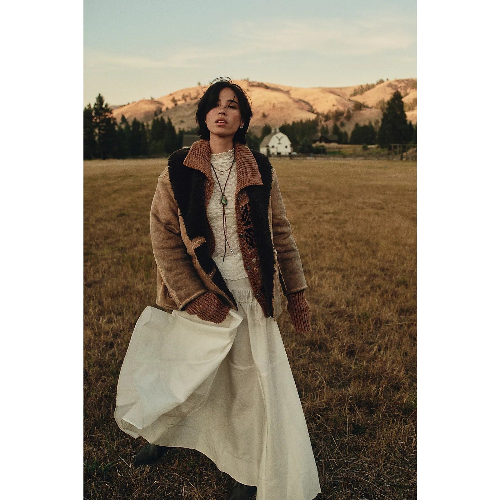 New FREE PEOPLE Emery Drop-Waist Midi Skirt $128 MEDIUM White Elastic