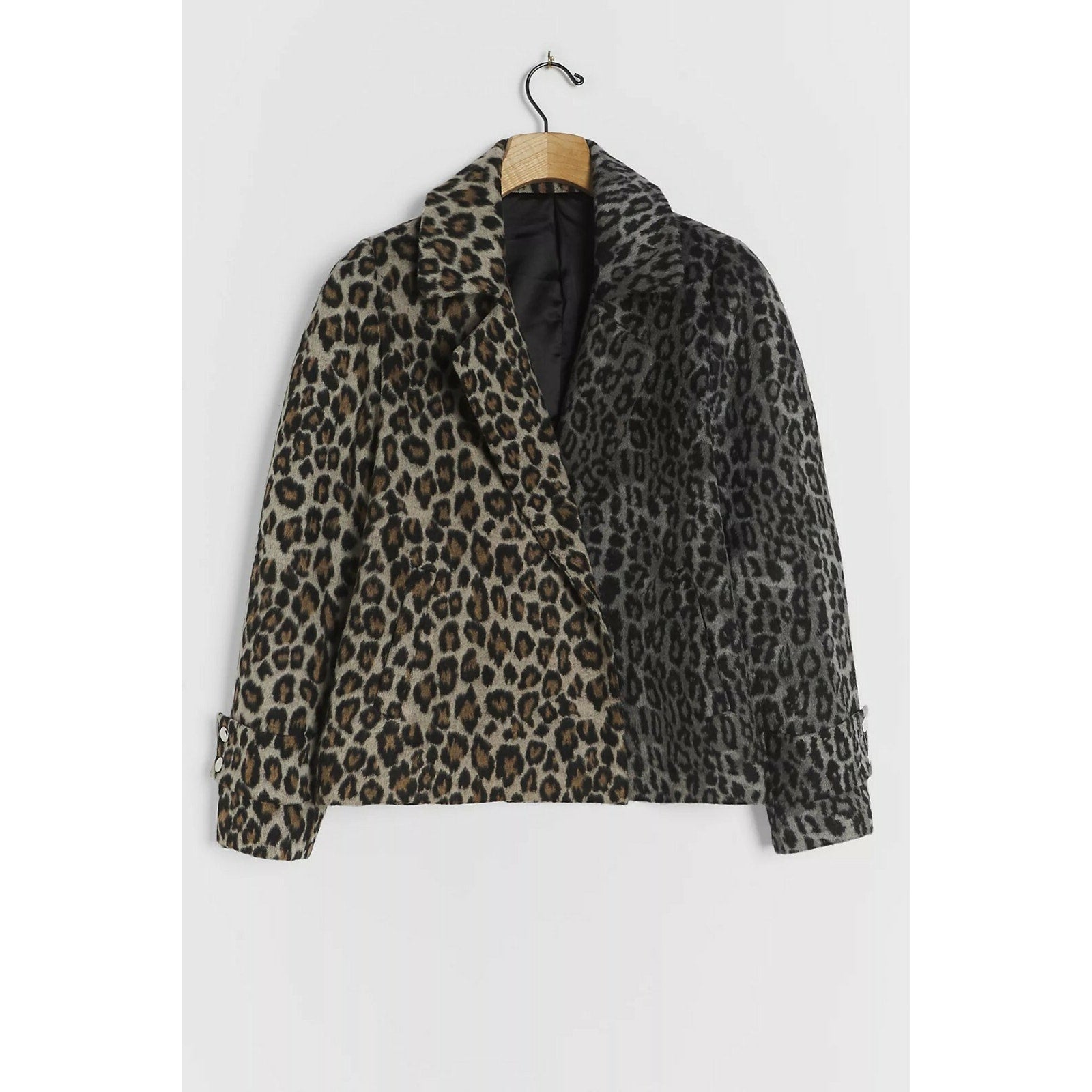 NEW Anthropologie Vigoss $158 Leopard Contrast Coat Size Small Polyester Wool
