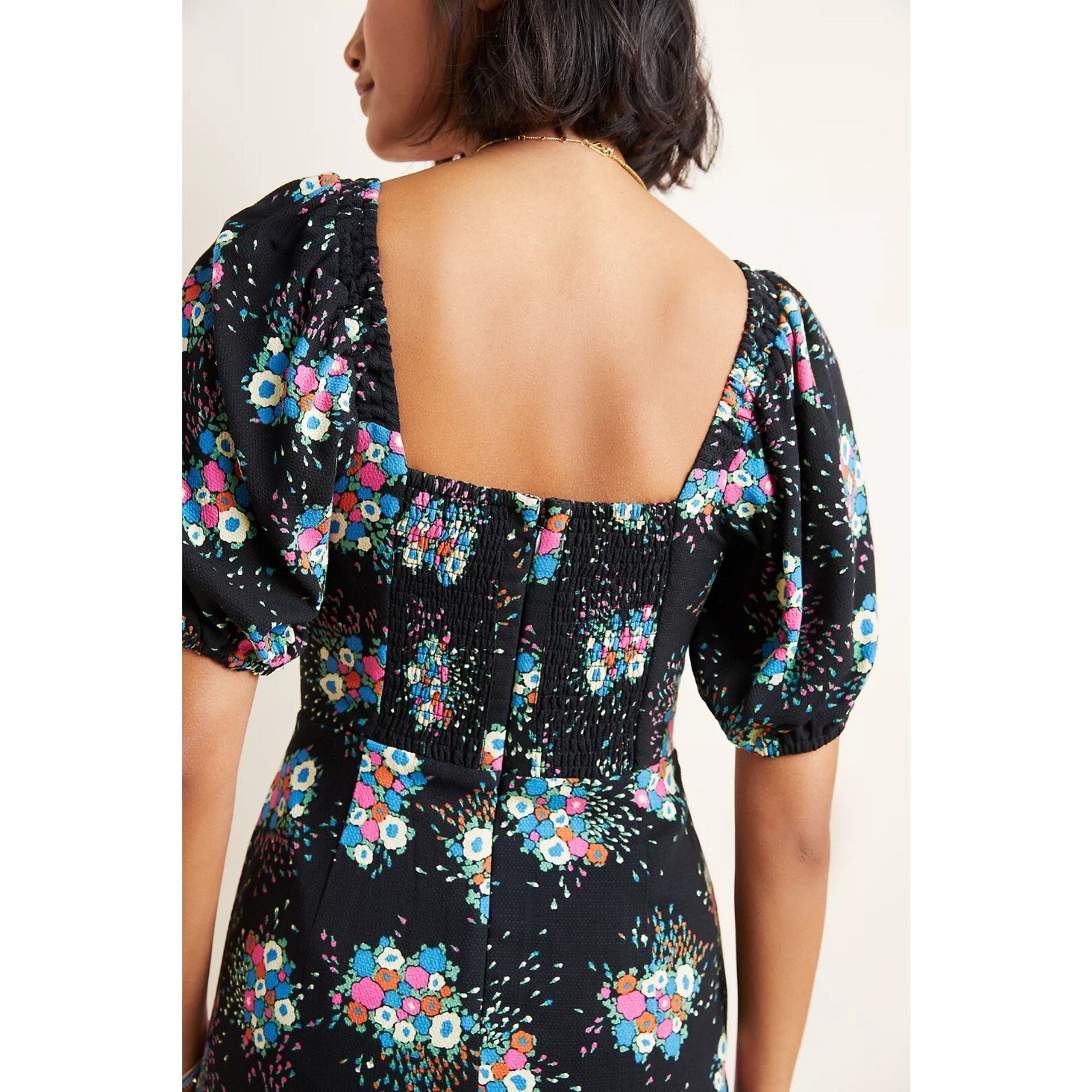 New Anthropologie Scarletta Sweetheart Mini Dress Size 6 Floral Puff Sleeve