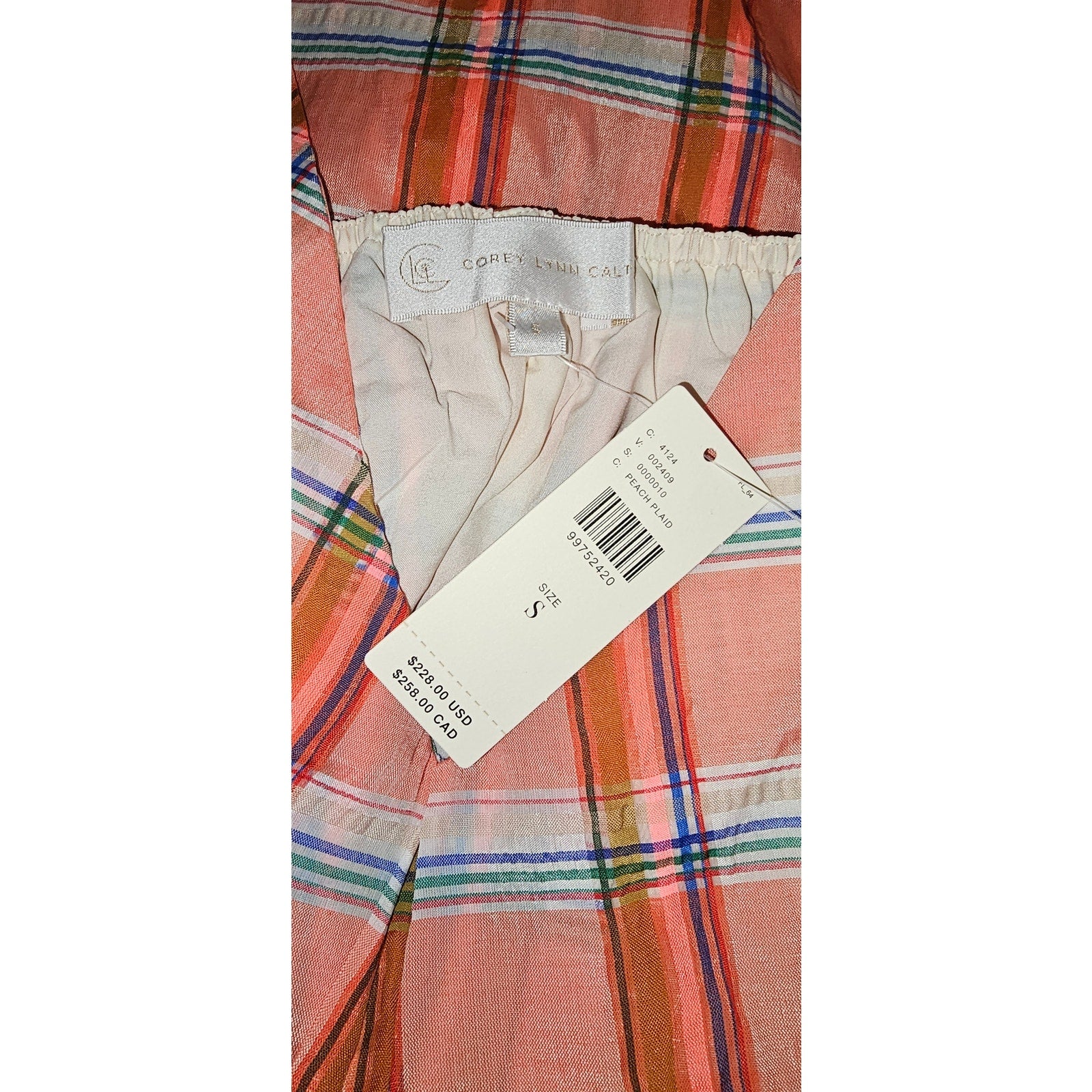 Anthropologie Corey Lynn Calter V-Neck Waistless Jumpsuit Small Plaid Anthropologie