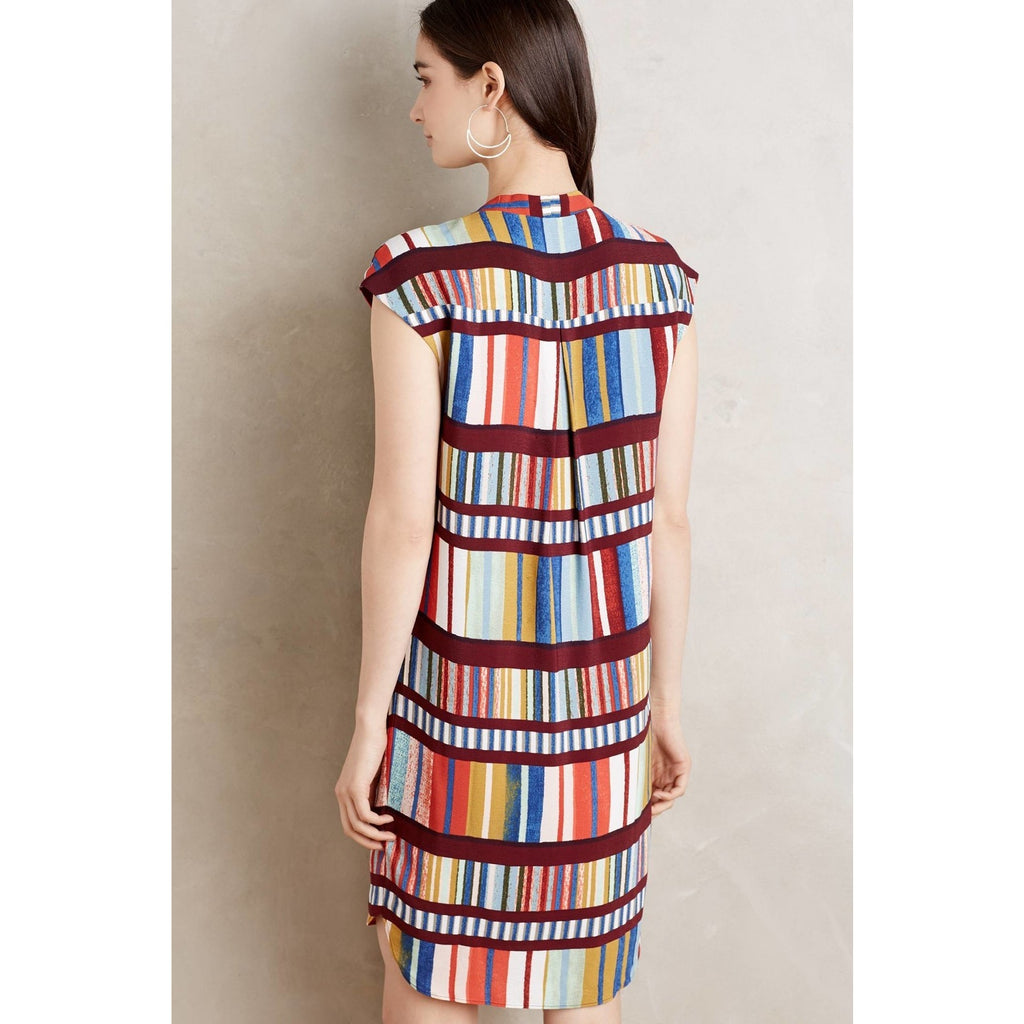 NEW Anthropologie Maeve Au Revoir Tunic Mini Dress Size 6 Red Multicolor Striped