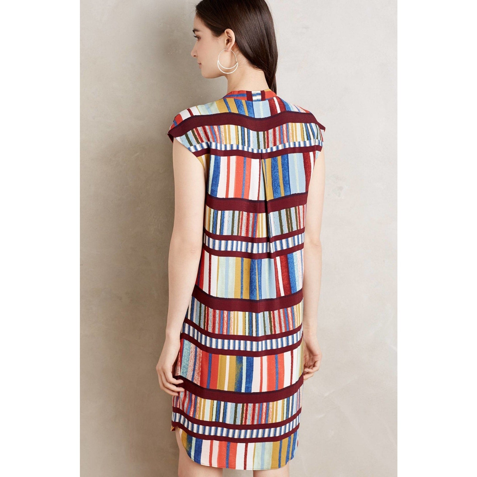 NEW Anthropologie Maeve Au Revoir Tunic Mini Dress Size 6 Red Multicolor Striped