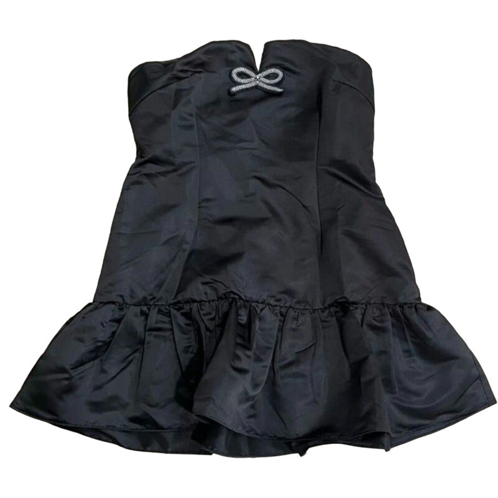 Anthropologie Maeve Strapless Bow Bubble-Hem Mini Dress $148 MEDIUM Black