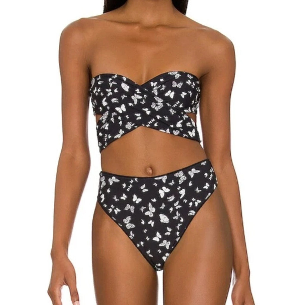 Maaji Radiant Reversible Tulip One Piece Swimsuit SMALL Black Butterfly Maaji