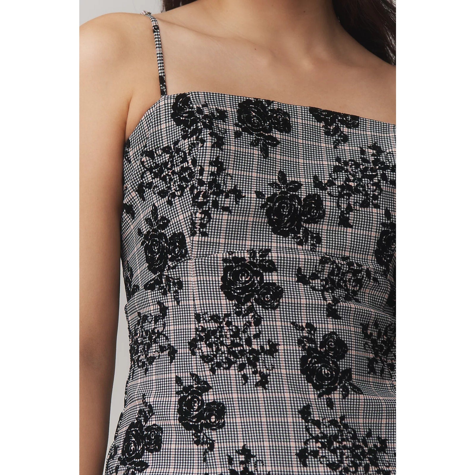 Anthropologie Maeve Slim Patterned Midi Dress MEDIUM Black Floral Anthropologie