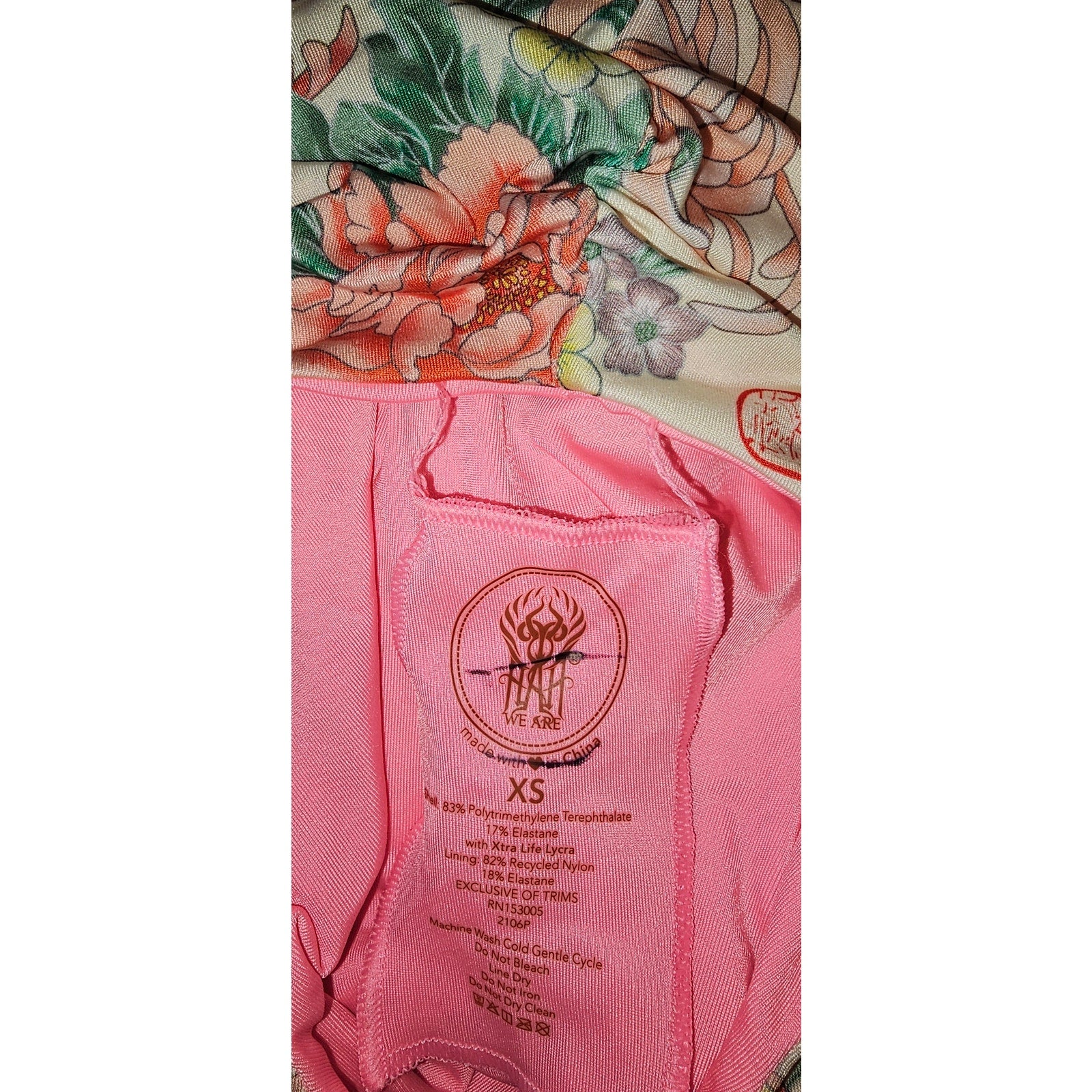 Free People x HAH Ruched Floral Bodysuit SWIMSUIT X-SMALL Reversible Free People