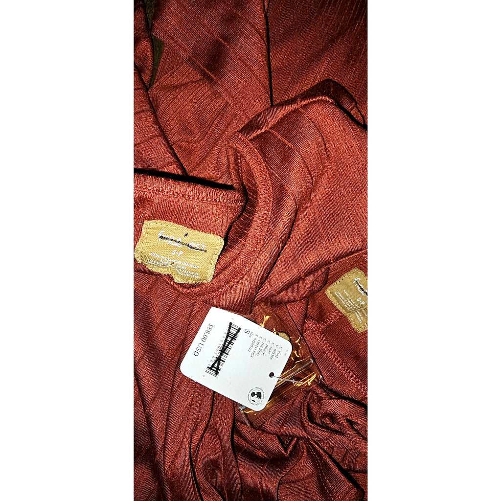New FREE PEOPLE free-est Monica Cardigan Short Set $88 SMALL Brick Red