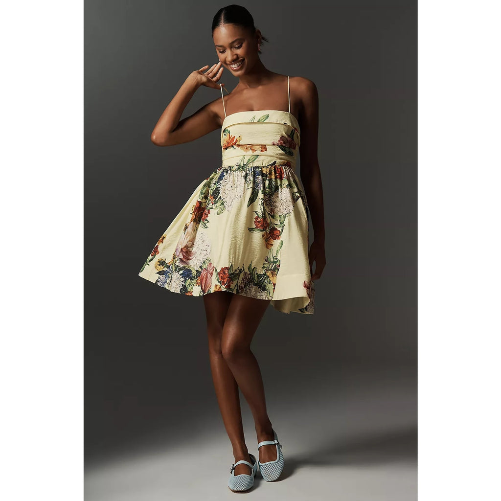 Anthropologie Maeve Sleeveless Fit & Flare Mini Dress PLUS 1X Yellow Anthropologie