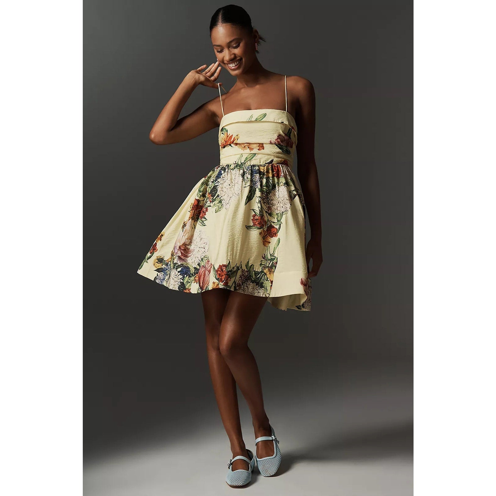 Anthropologie Maeve Sleeveless Fit & Flare Mini Dress PLUS 1X Yellow Anthropologie