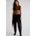New Free people MIA Mesh Maxi Top $148 MEDIUM Black DROPPED WAIST Ruffled Tiered