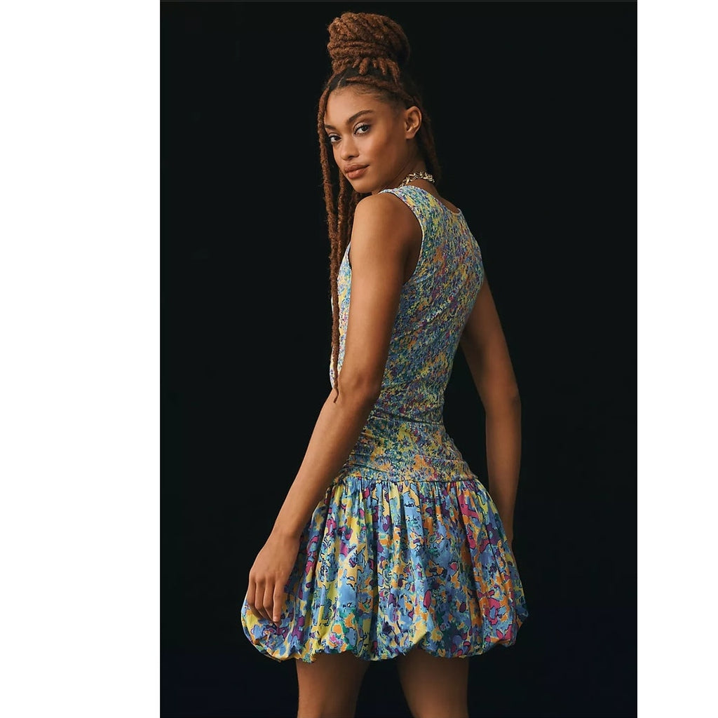 New Anthropologie Plenty by Tracy Reese V-Neck Bubble Dress $230 XSP Abstract