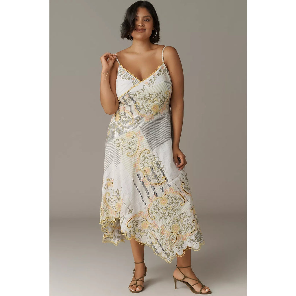 Anthropologie Sleeveless V-Neck Asymmetric Midi Dress X-LARGE Anthropologie