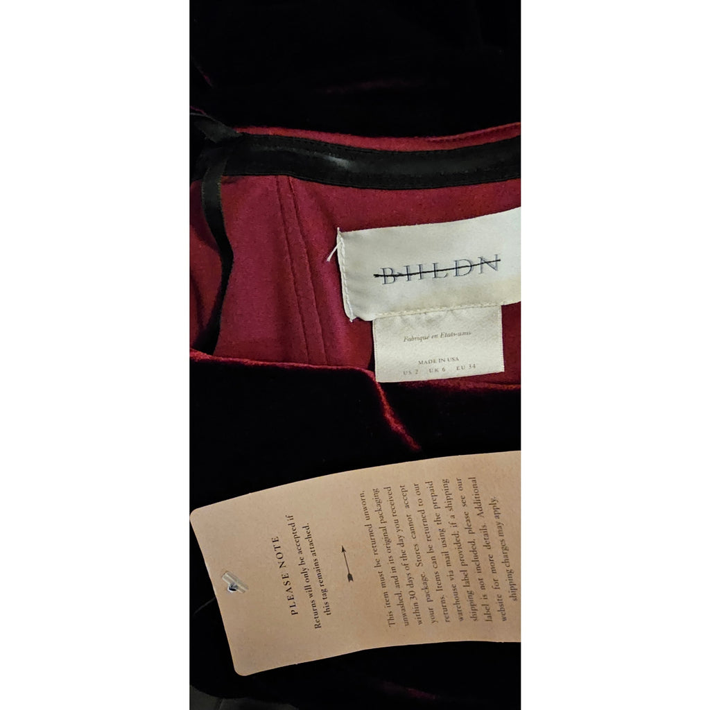 New Anthropologie BHLDN Edison Velvet Dress OTS VELVET MAXI $188 SIZE 2 Wine