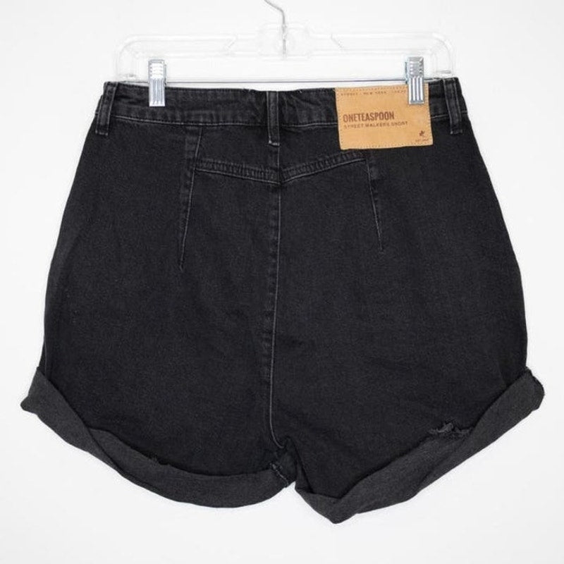 New FREE PEOPLE One Teaspoon Streetwalkers High-Waist Shorts $130 SIZE 24 Black