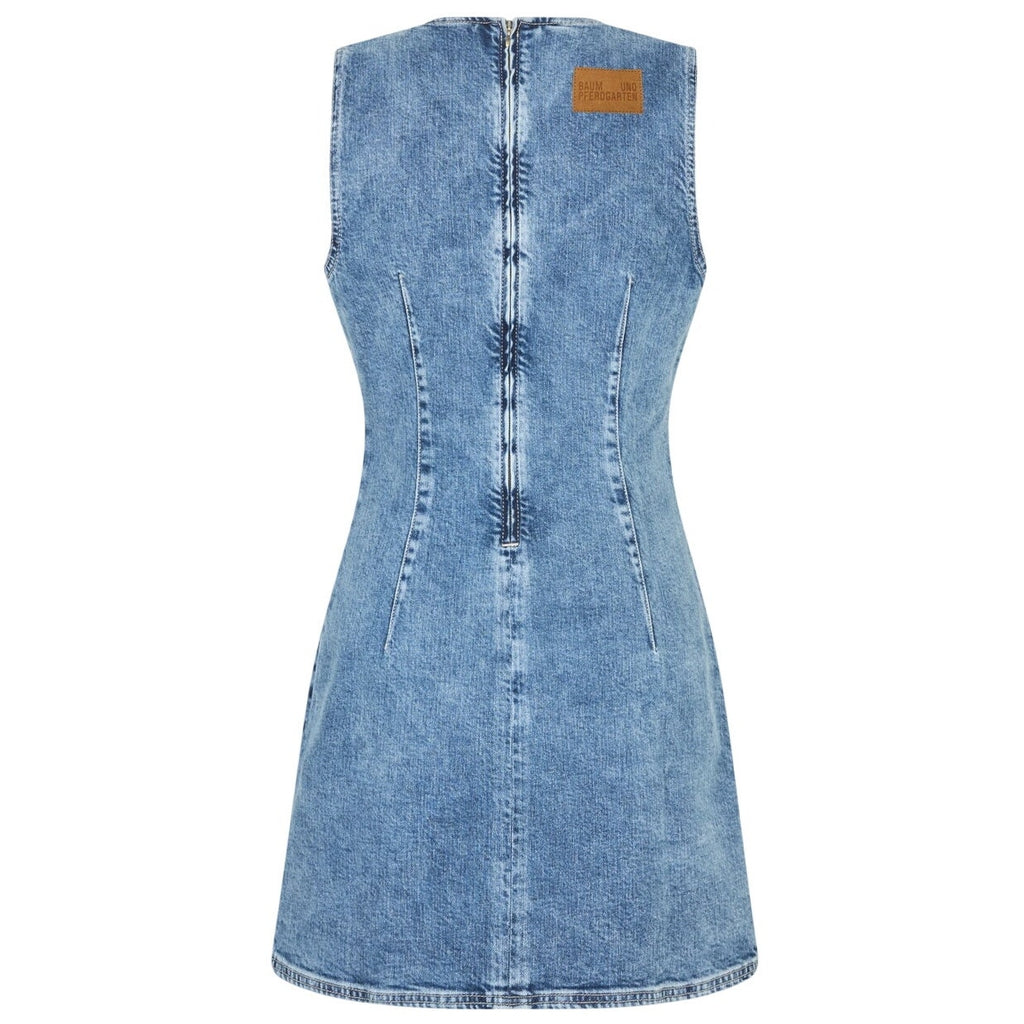 New ANTHROPOLOGIE Baum und Pferdgarten Ajki Bow Denim Mini Dress $249 SIZE 8