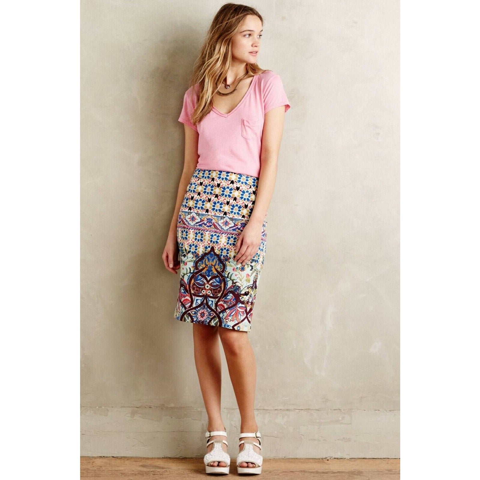 New Anthropologie Kaleidoscope Pencil Skirt by HD PARIS Retail $118 Size 6