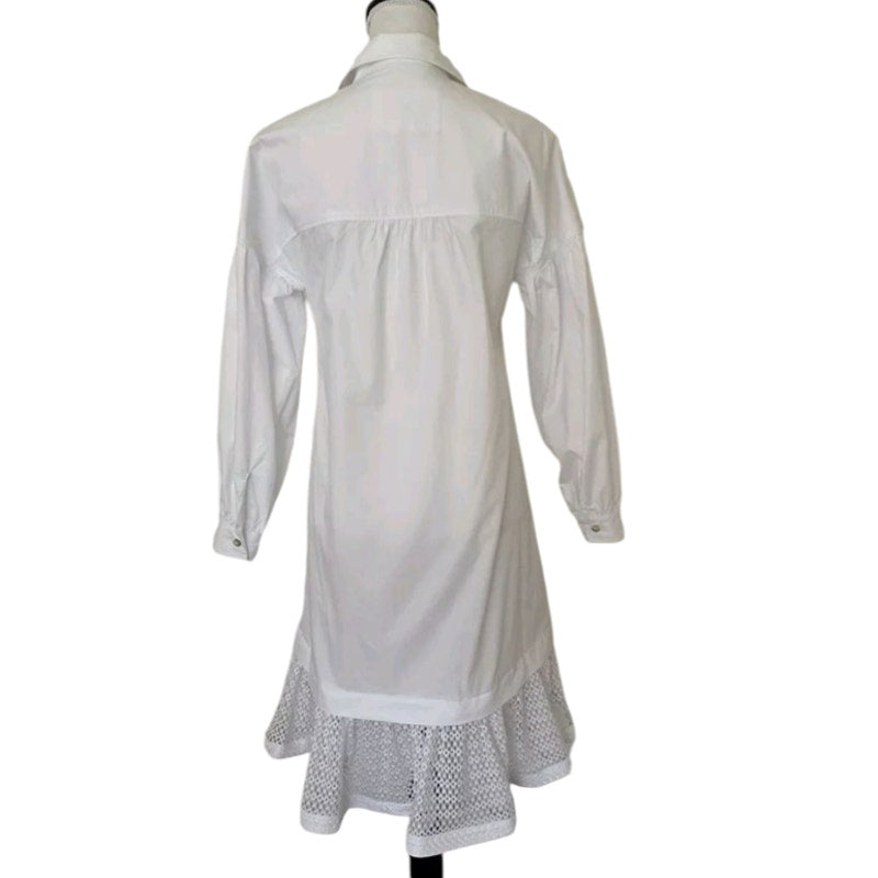 Anthropologie Maeve Lace-Hem Shirt Dress $160 SMALL White