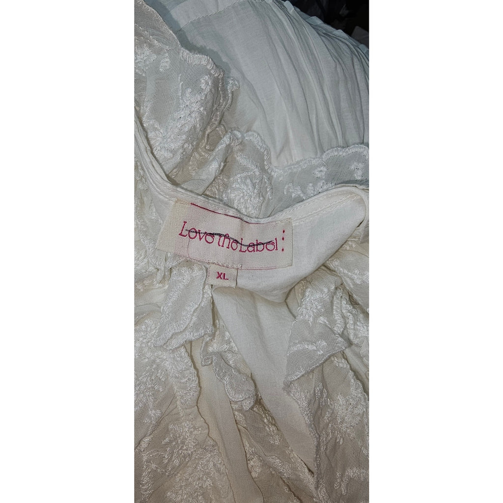 Anthropologie Love The Label ShortSleeve Ruffled Tiered Wrap Maxi Dress XL Anthropologie