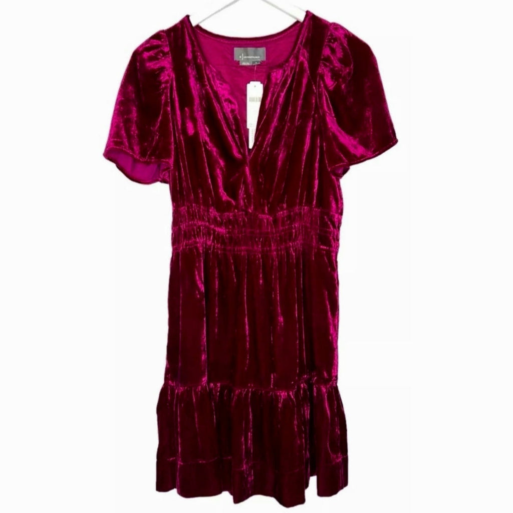 New Anthropologie The Somerset Mini Dress: Velvet Edition $168 XXS - 00 Wine
