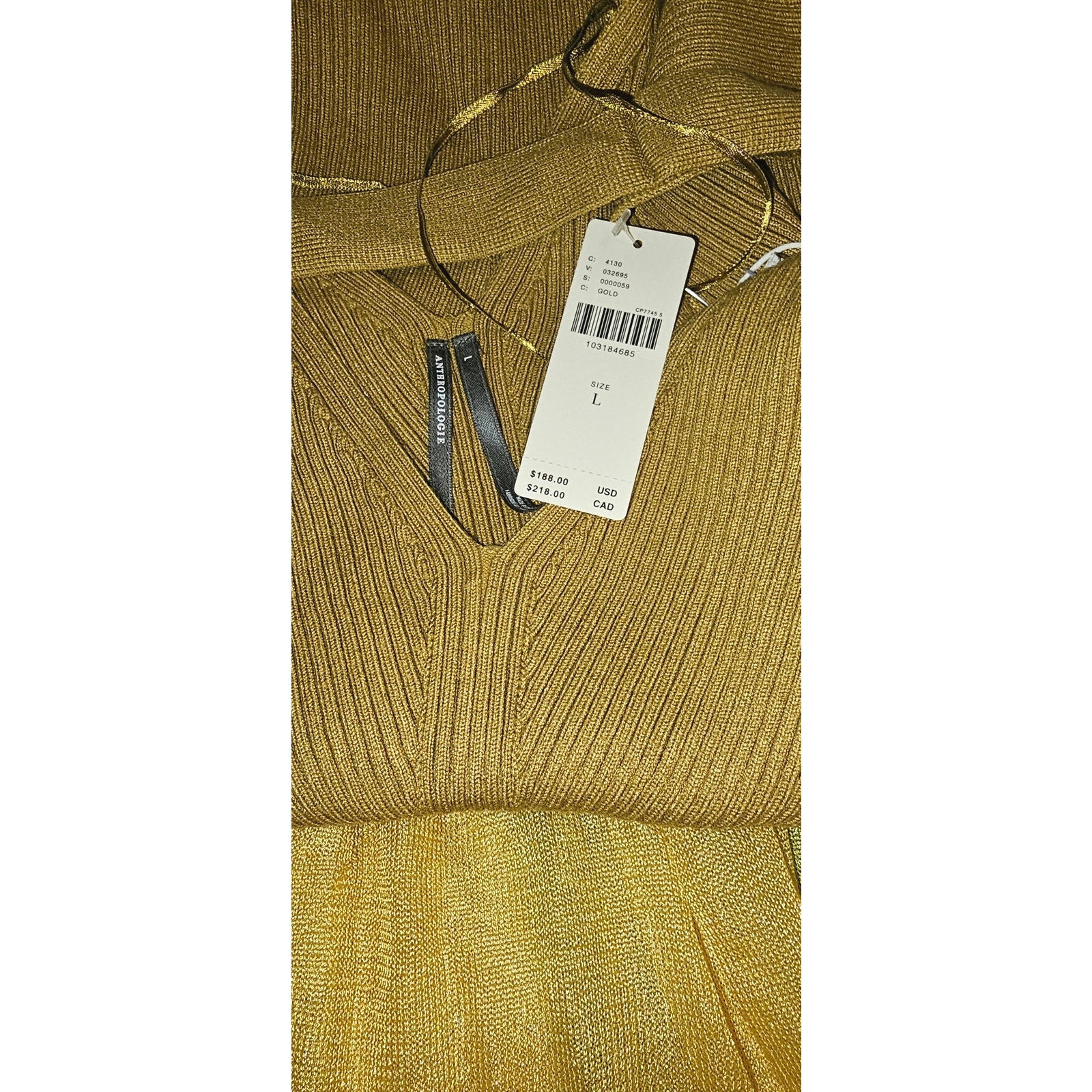 Anthropologie Sheer Panel Maxi Sweater Dress SLEEVELESS LARGE Gold Anthropologie