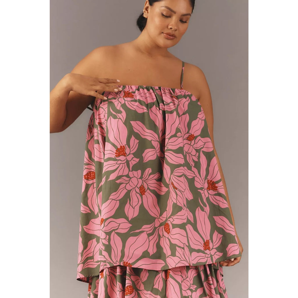 Anthropologie Corey Lynn Calter Tie-Shoulder Tiered Midi Dress $268 PLUS 1X